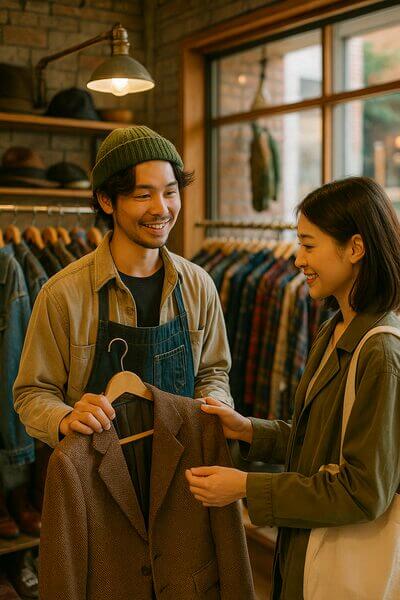高円寺 ルック商店街 古着ショップの店内